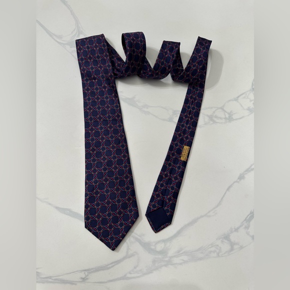 Hermes Other - Hermes‎ Tie Silk Chain Link Pattern Geometric Print
